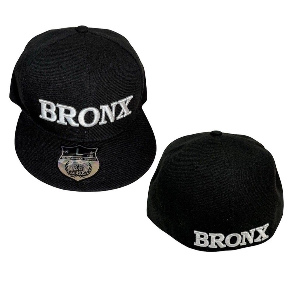 Bronx New york fitted Hat Size L Black Premium Hardware